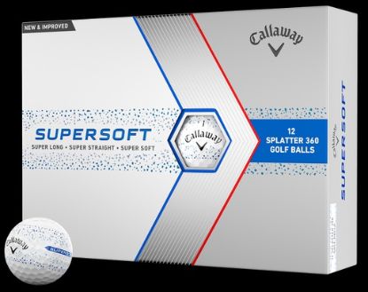 Picture of Callaway SuperSoft White w/ Blue Splatter 360 Golf Balls